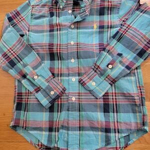 Polo Ralph Lauren Boy's Multi Madras linen Collard Button-Down Shirt Siz…